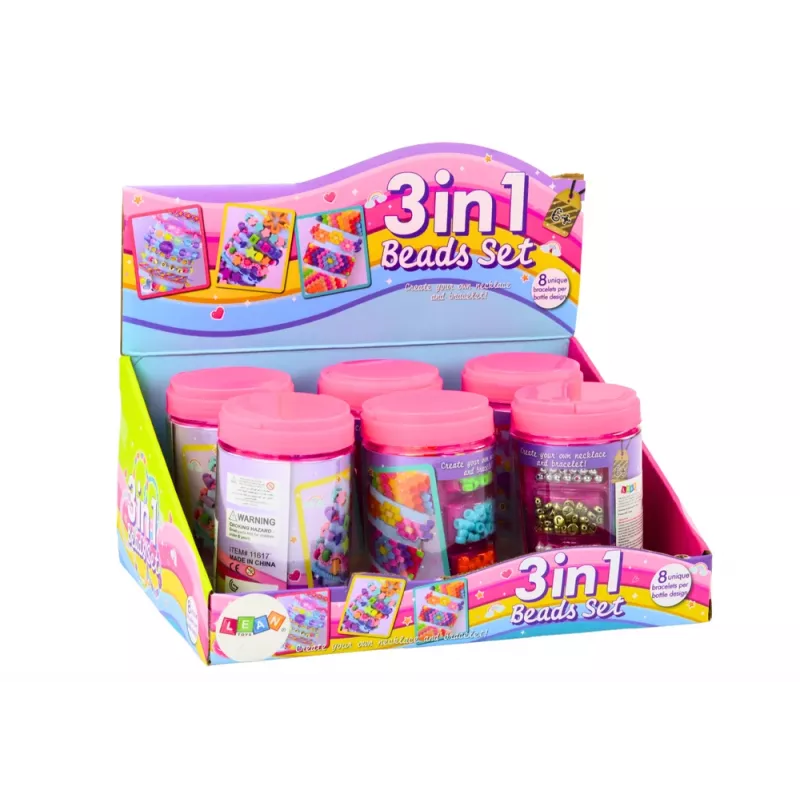 LEAN TOYS Set di perline in barattolo per creare gioielli 3in1