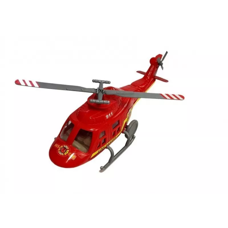 LEAN TOYS Set veicoli vigili del fuoco elicottero motore luce suoni