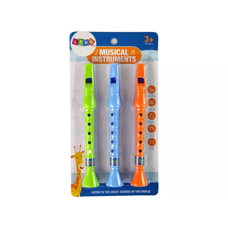 LEAN TOYS set di tre flauti per bambini animali