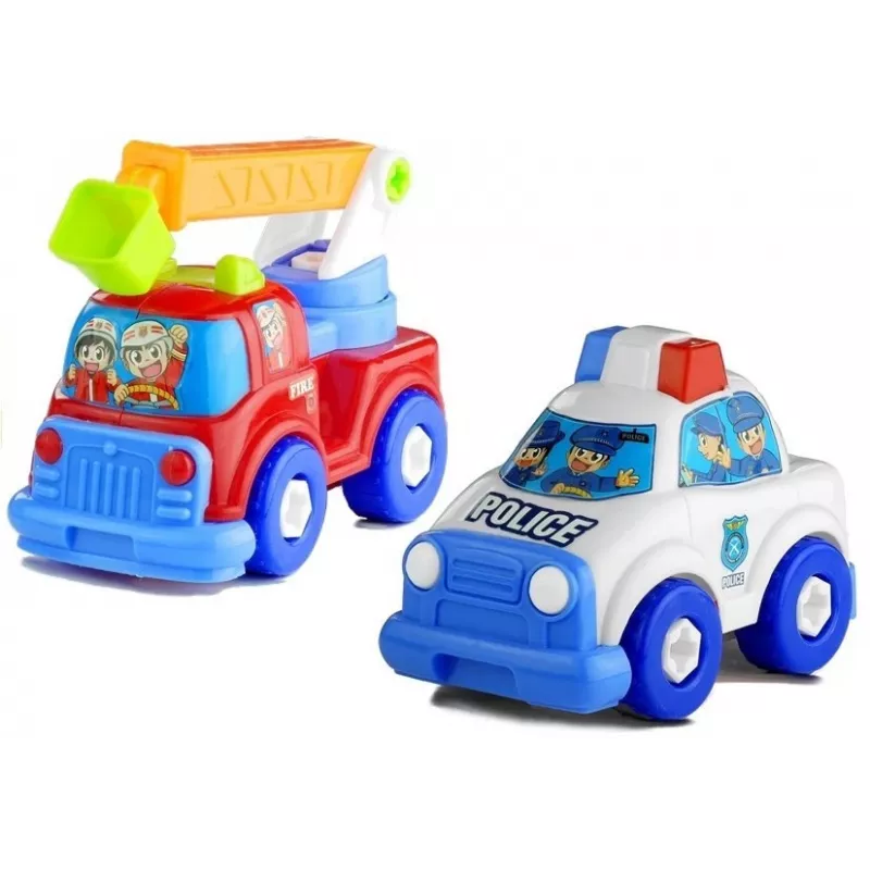 LEAN TOYS set veicoli polizia pompieri autotrasportatore veicoli a vite