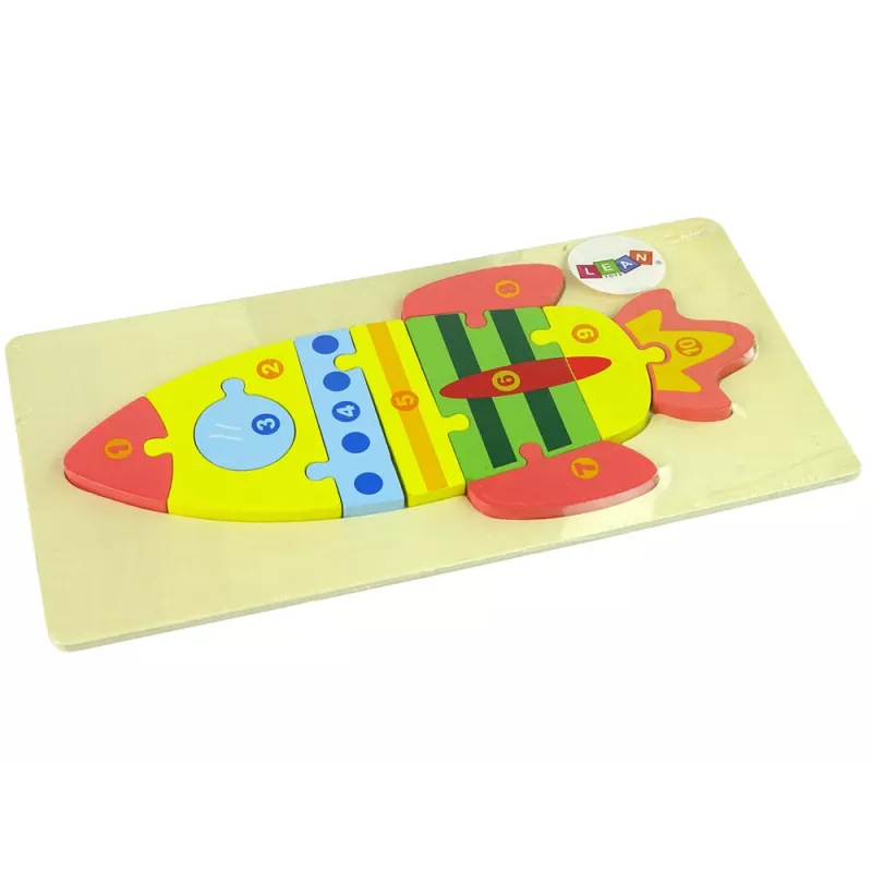 LEAN TOYS Set di puzzle in legno razzo numeri