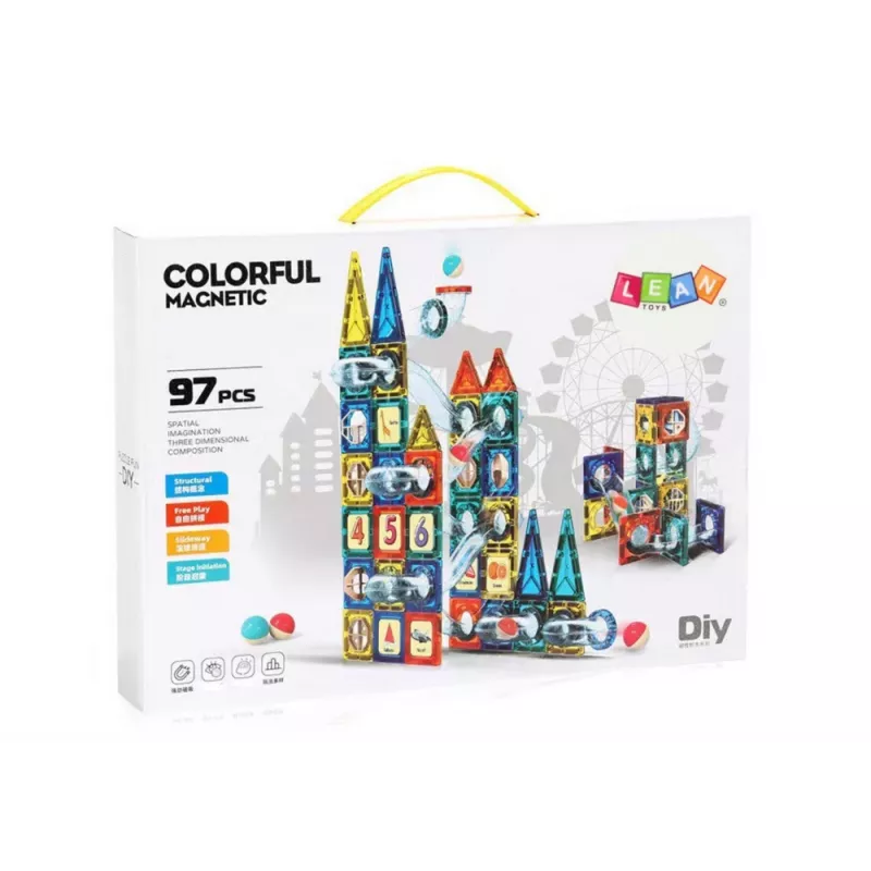 LEAN TOYS set di scivoli per palline blocchi magnetici 168 pezzi