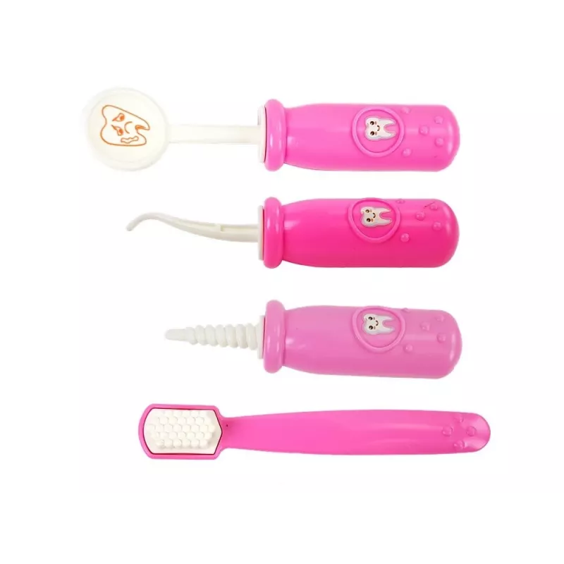 LEAN TOYS Piccolo set dentista con accessori in borsa rosa