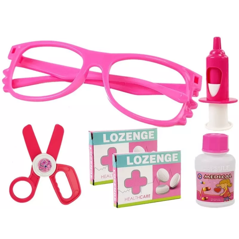 LEAN TOYS Piccolo set dentista con accessori in borsa rosa