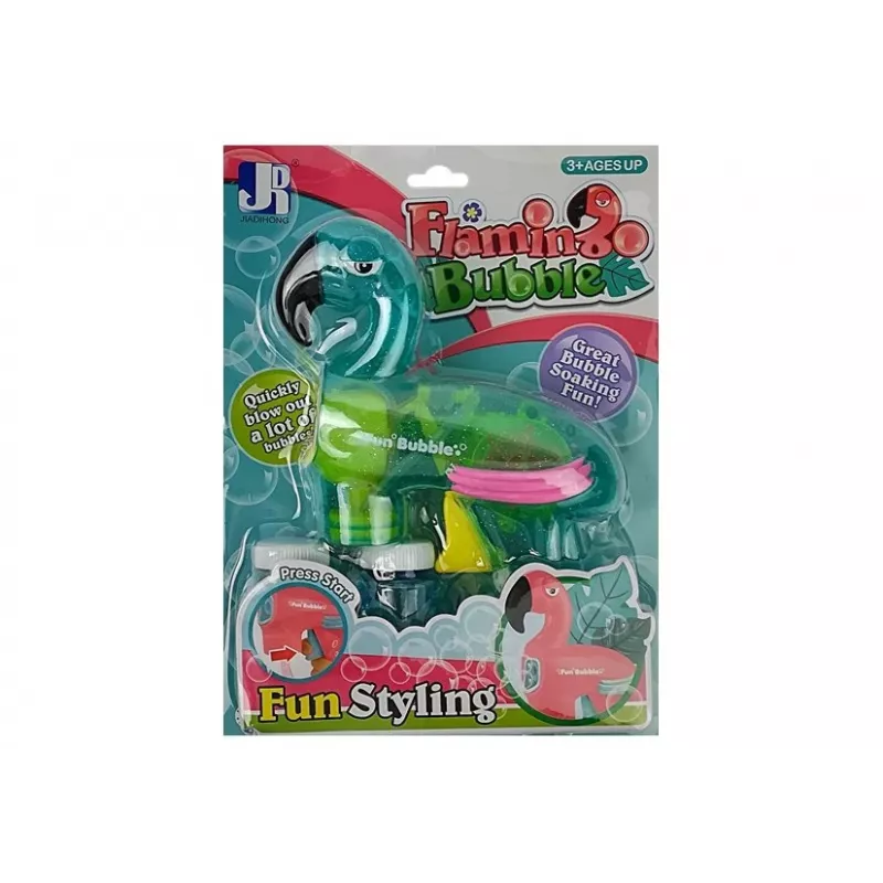 LEAN TOYS Pistola per bolle di sapone fenicottero blu