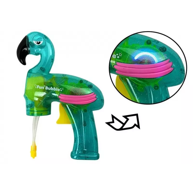 LEAN TOYS Pistola per bolle di sapone fenicottero blu