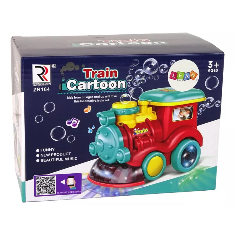 LEAN TOYS locomotiva con bolle di sapone con luce e suono, blu