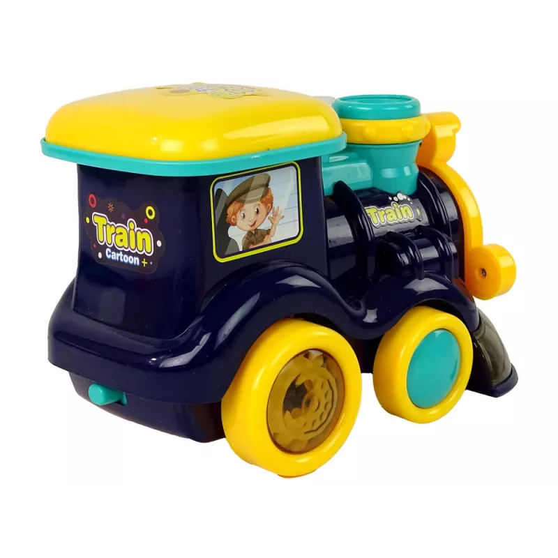 LEAN TOYS locomotiva con bolle di sapone con luce e suono, blu