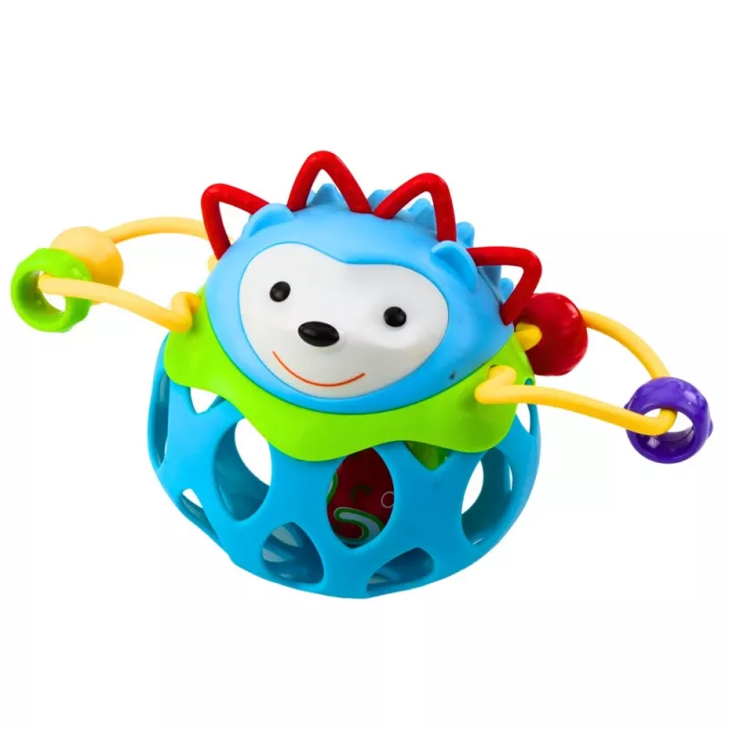 LEAN TOYS Palla riccio morbida con sonaglio – giocattolo sensoriale per neonati, blu