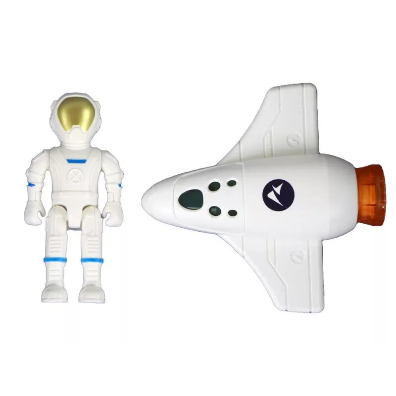 LEAN TOYS Space Mission Cosmos set di gioco 4 elementi – razzo, astronauta, rover e bandiera (4 pezzi, da 3 anni)