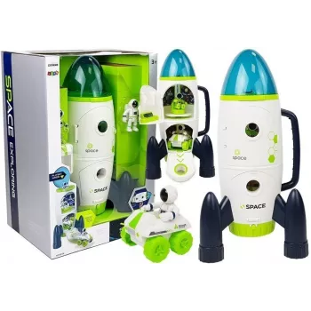LEAN TOYS Space Rocket Astronom Cosmos Light & Sound – Razzo giocattolo elettronico a batteria con astronauta (3x AA)