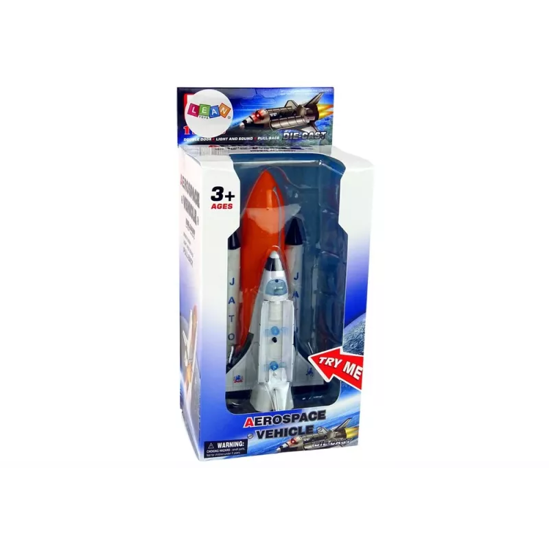 LEAN TOYS razzo spaziale con astronave in metallo - a retrocarica, effetti luce e suono, set giocattolo aerospaziale