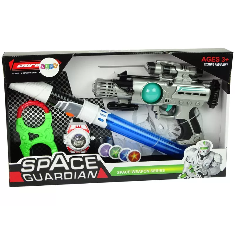 LEAN TOYS Set Space Warrior pistola laser spada laser manette lanciadischi