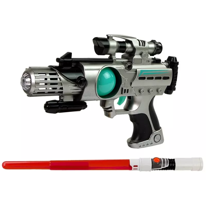 LEAN TOYS Set Space Warrior pistola laser spada laser manette lanciadischi