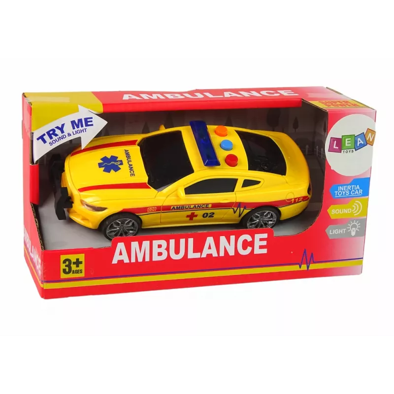 LEAN TOYS Sportwagen Krankenwagen luci suoni giallo