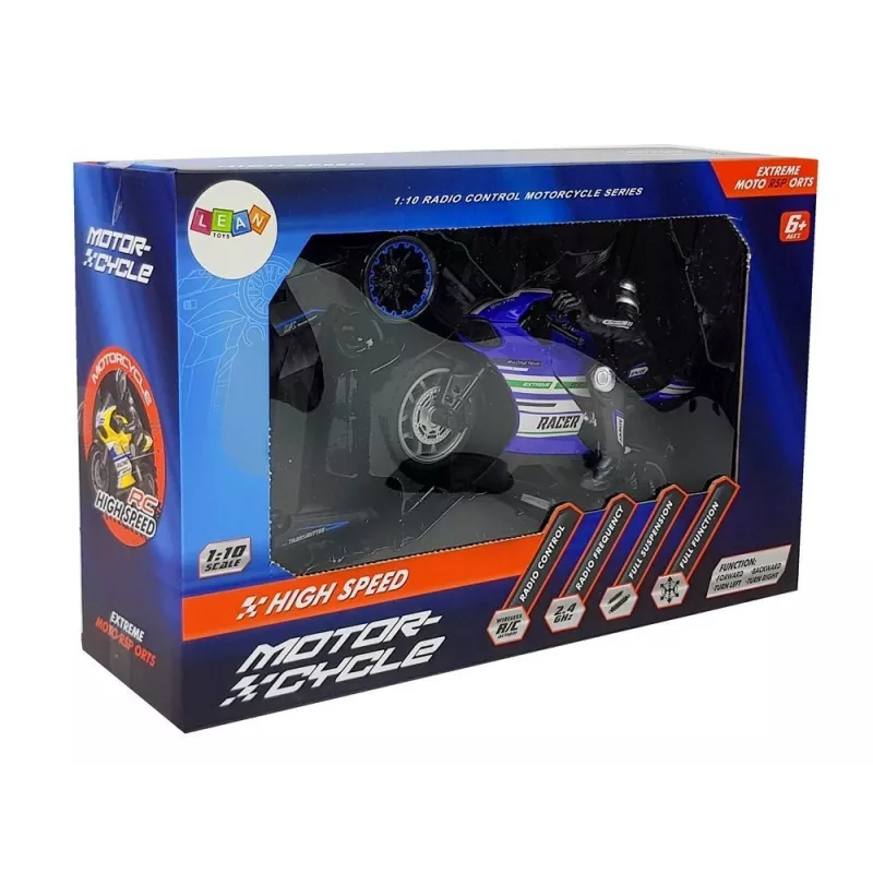 LEAN TOYS Moto sportiva radiocomandata 2.4G racer portata 35m blu