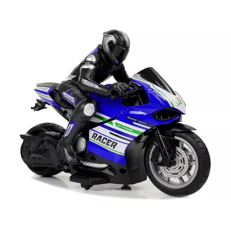 LEAN TOYS Moto sportiva radiocomandata 2.4G racer portata 35m blu