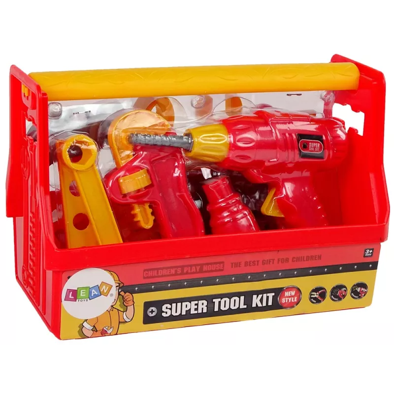 LEAN TOYS cassetta degli attrezzi martello pinza rosso