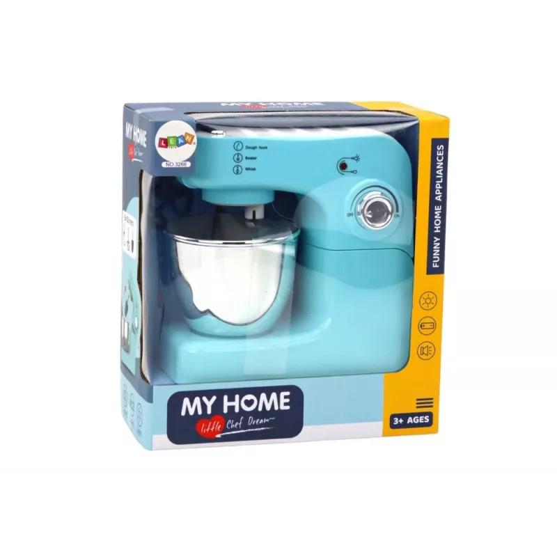 LEAN TOYS Robot da cucina planetario giocattolo con 3 accessori intercambiabili, turchese