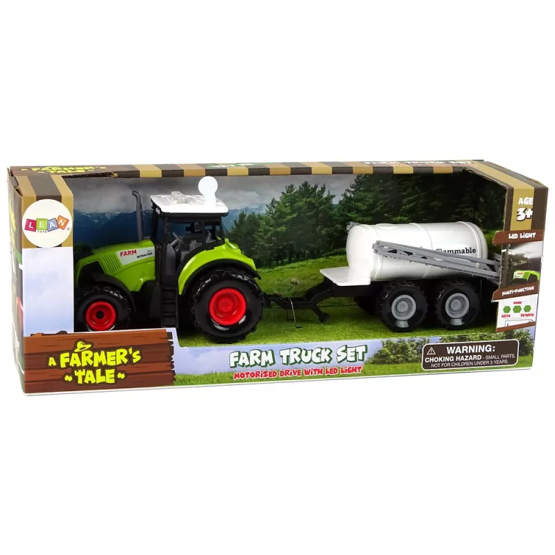 LEAN TOYS Trattore per bambini con rimorchio auto da fattoria