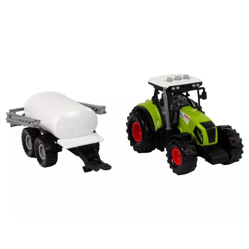 LEAN TOYS Trattore per bambini con rimorchio auto da fattoria