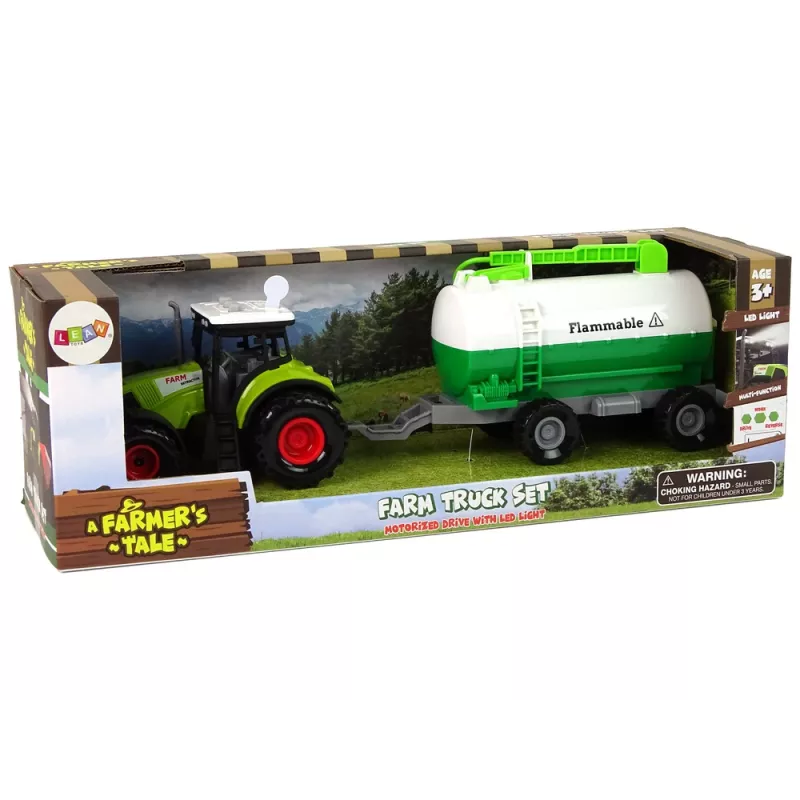 LEAN TOYS Trattore per bambini con rimorchio autocisterna fattoria