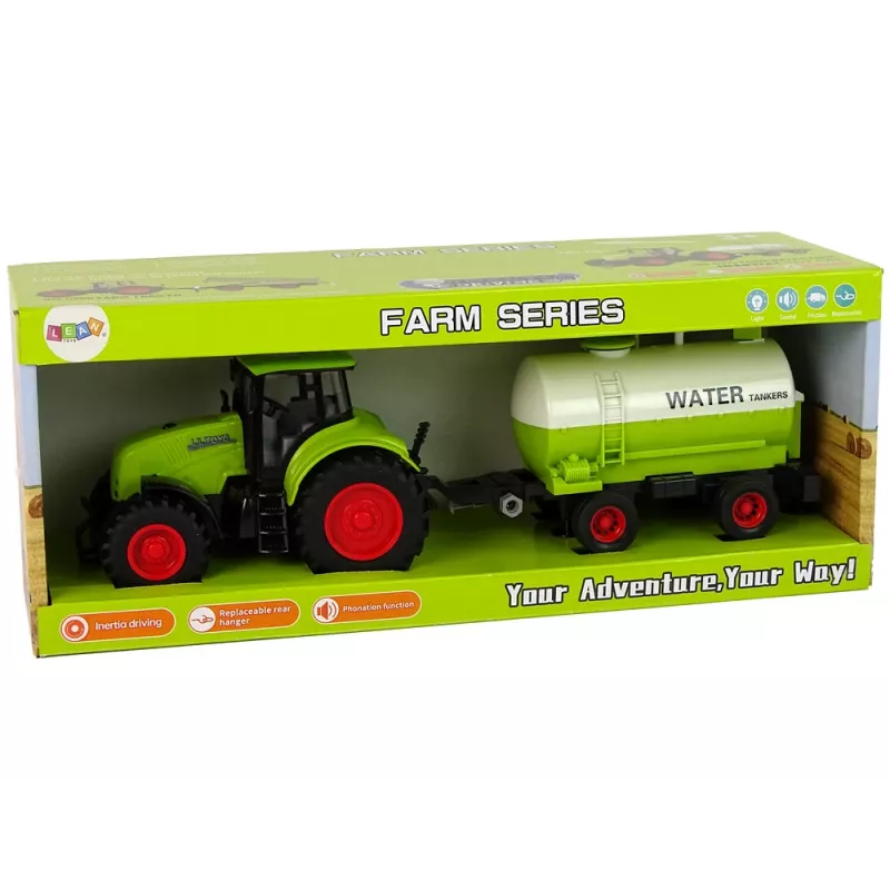 LEAN TOYS Trattore con grande rimorchio Green Farm