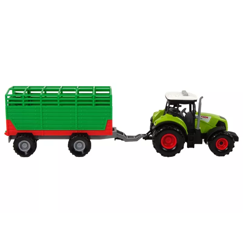 LEAN TOYS Trattore con rimorchio auto da fattoria
