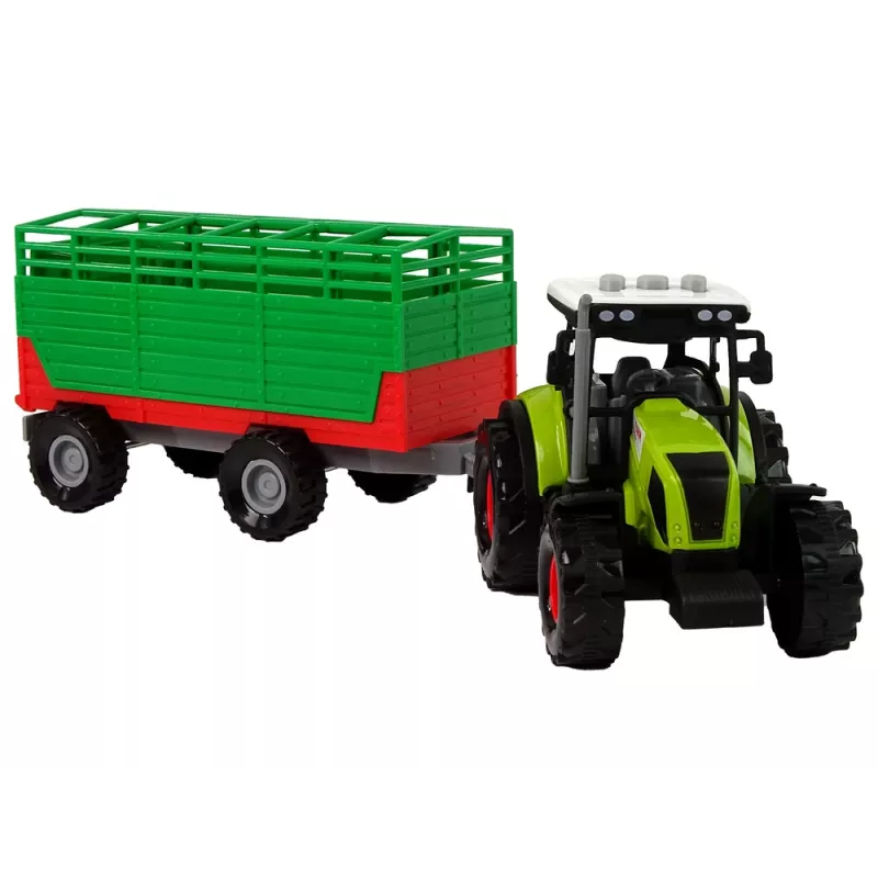 LEAN TOYS Trattore con rimorchio auto da fattoria