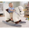 LEAN TOYS Cavallo a dondolo unicorno per bambini piccoli bianco beige