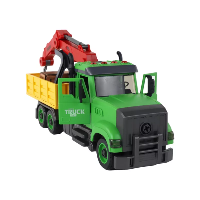 LEAN TOYS Camion gru con veicolo da avvitare e svitare DIY