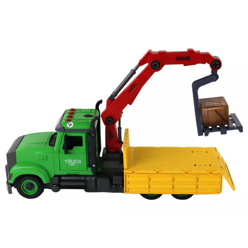 LEAN TOYS Camion gru con veicolo da avvitare e svitare DIY