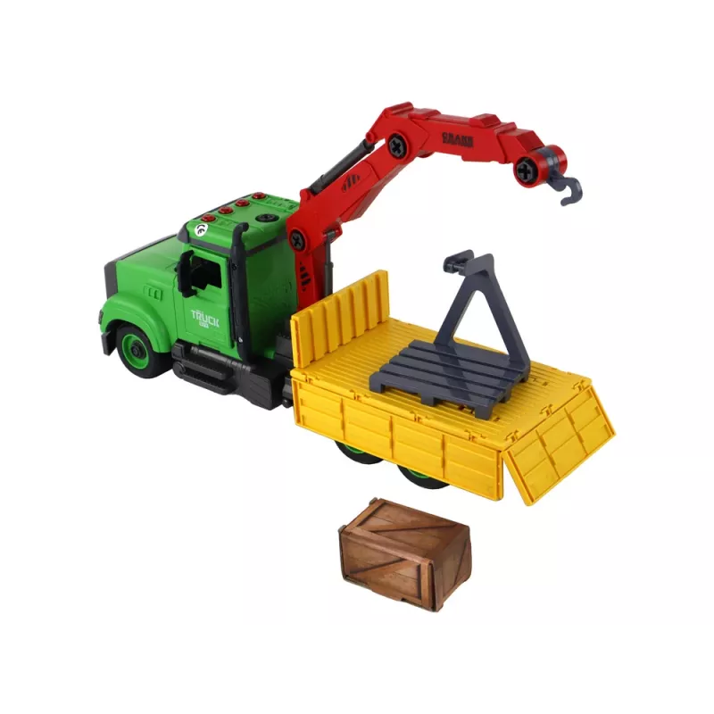 LEAN TOYS Camion gru con veicolo da avvitare e svitare DIY