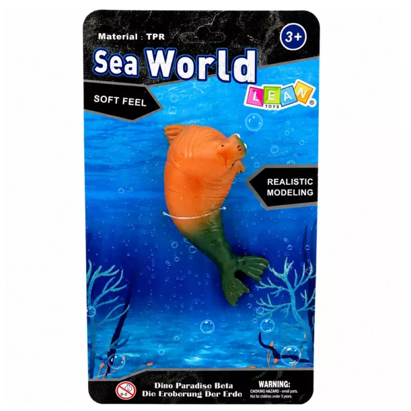 LEAN TOYS Tricheco Figura in Gomma Deformabile Realistica Mammifero Marino 13 cm
