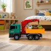 LEAN TOYS Camion per la raccolta differenziata con gru, contenitori, frizione, luci e suoni