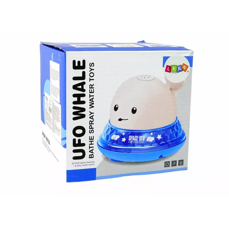 LEAN TOYS Balena spruzza acqua con supporto giocattolo da bagno bianco