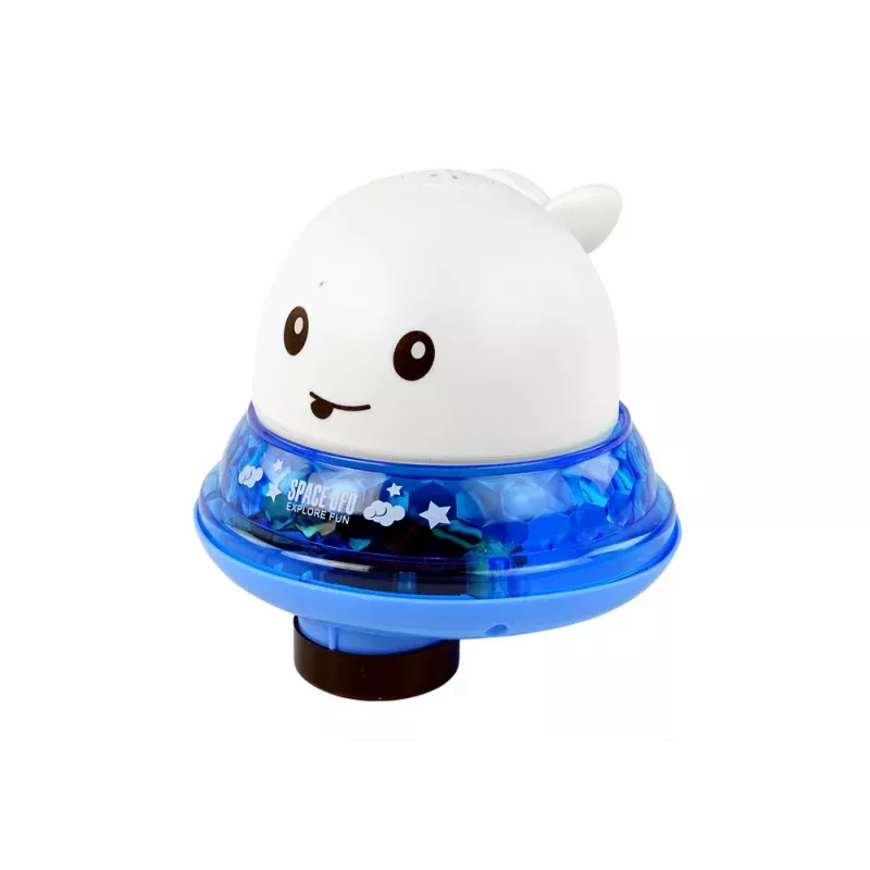 LEAN TOYS Balena spruzza acqua con supporto giocattolo da bagno bianco