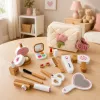 LEAN TOYS Set bellezza in legno con trucchi e borsa cosmetici accessori 16 pz.