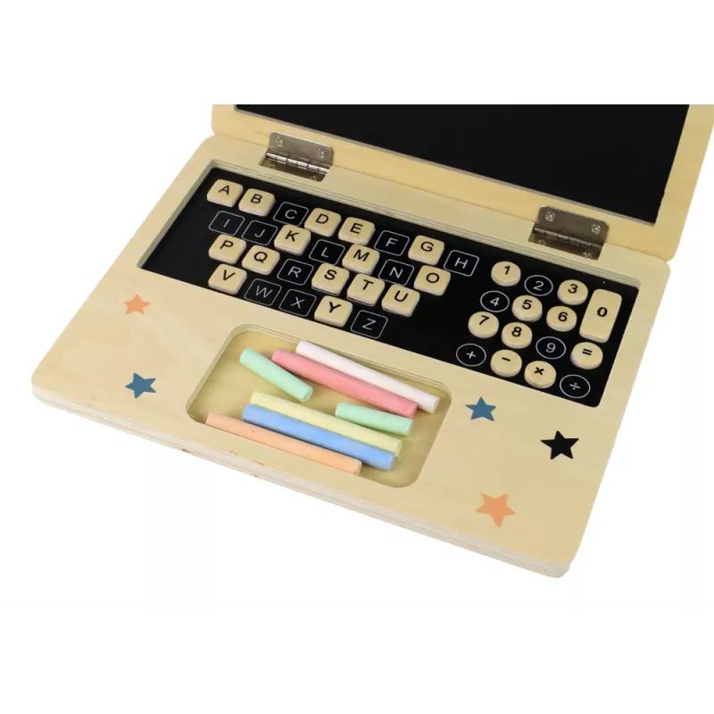 LEAN TOYS laptop in legno con lavagna e gessetti