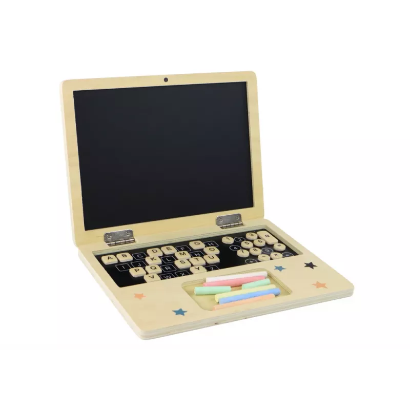 LEAN TOYS laptop in legno con lavagna e gessetti
