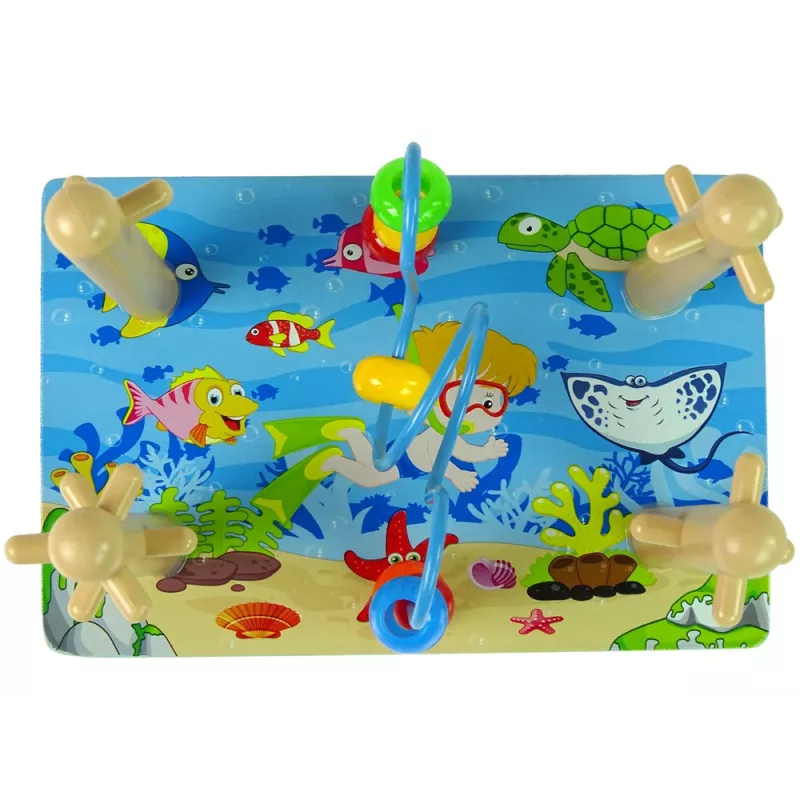 LEAN TOYS Mattoncini in legno incastro mare mondo perline educative