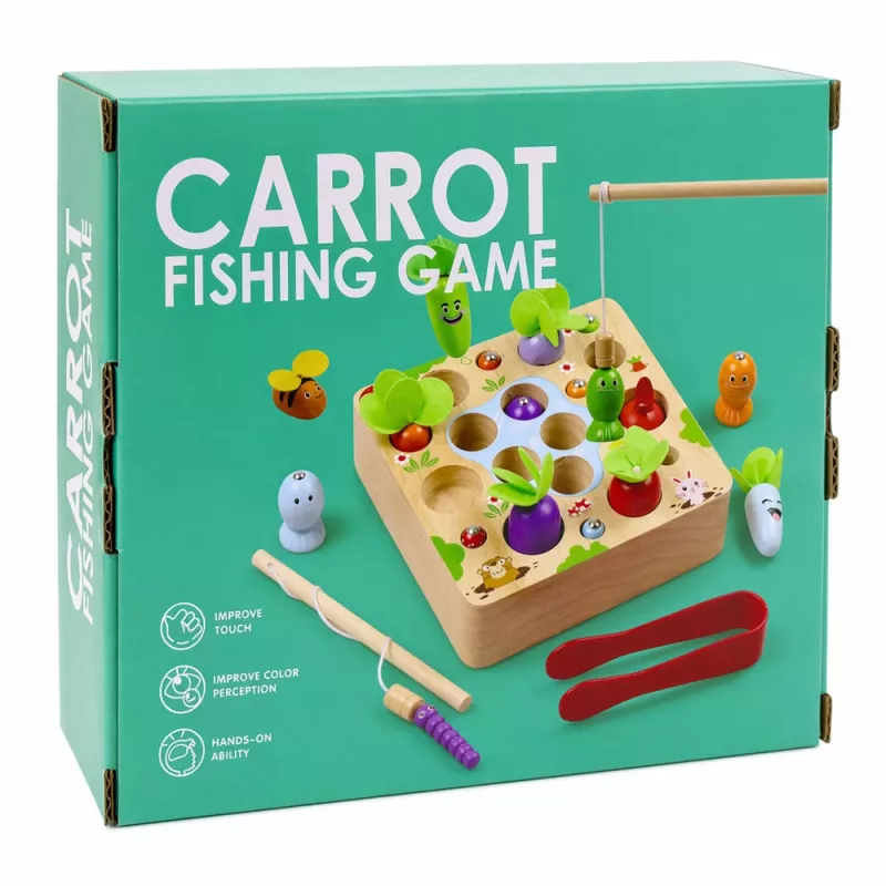 LEAN TOYS Gioco magnetico in legno carota verme bastoncino