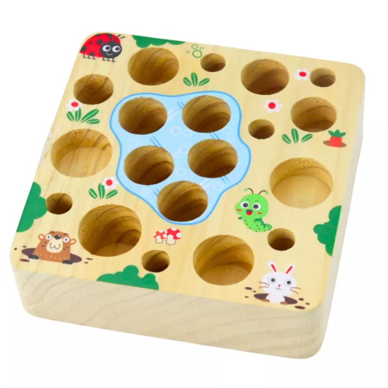 LEAN TOYS Gioco magnetico in legno carota verme bastoncino