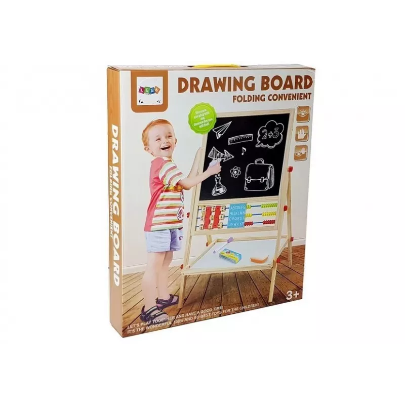 LEAN TOYS Lavagna in legno con abaco, orologio, numeri e magnete