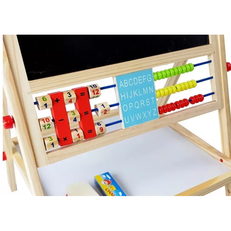 LEAN TOYS Lavagna in legno con abaco, orologio, numeri e magnete