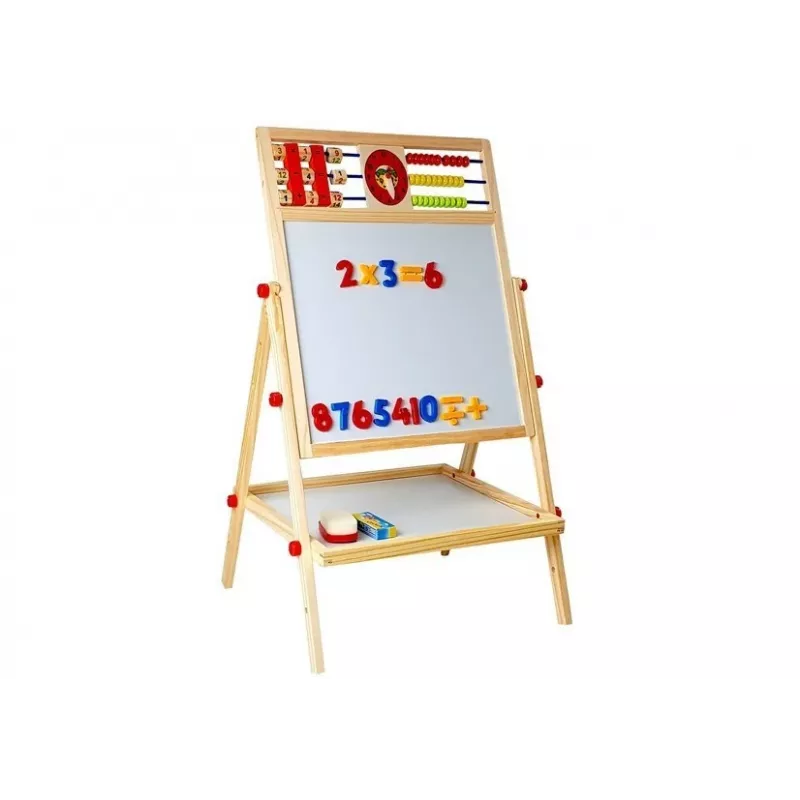 LEAN TOYS Lavagna in legno con abaco, orologio, numeri e magnete