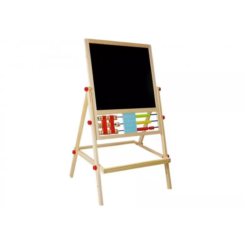 LEAN TOYS Lavagna in legno con abaco, orologio, numeri e magnete