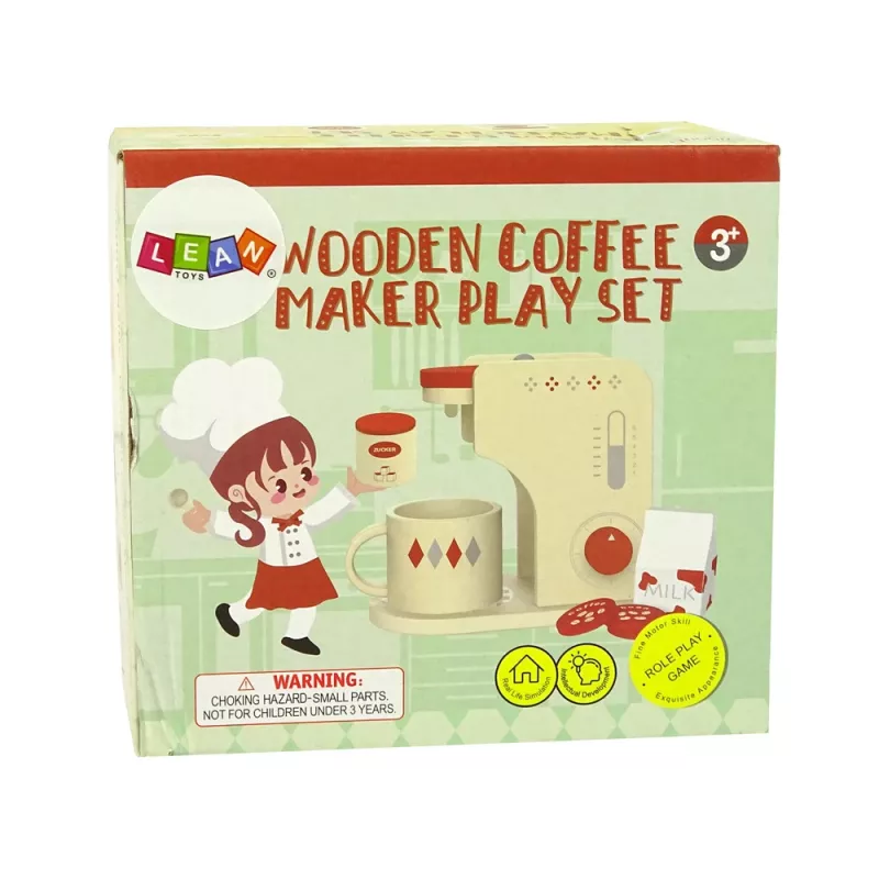LEAN TOYS Macchina per il caffè in legno accessori cucina bambini