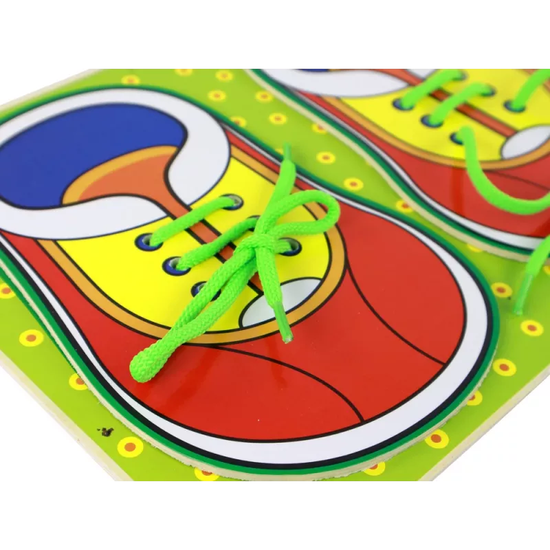 LEAN TOYS Giocattolo in legno per imparare ad allacciare le scarpe