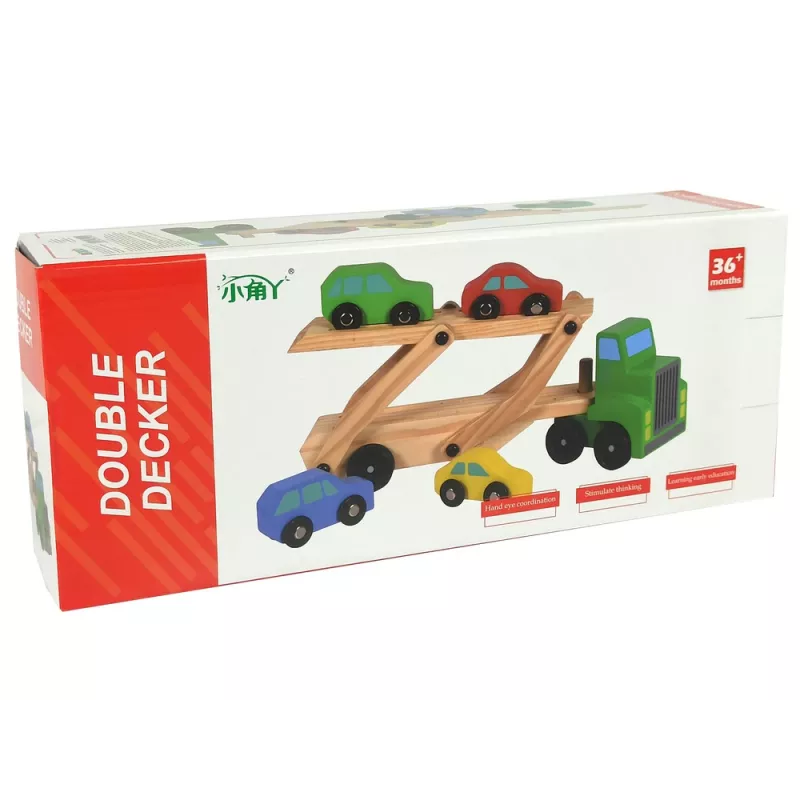 LEAN TOYS Camion in legno verde con mattoncini